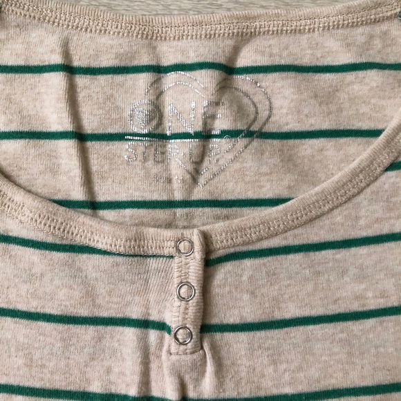 One Step Up 3/4 Sleeve Raglan Cotton Striped Shirt - Picture 6 of 16